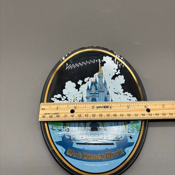 Vintage Walt Disney World Cinderella Castle Smoke Glass Souvenir Plate Oval '70s - Picture 6 of 6